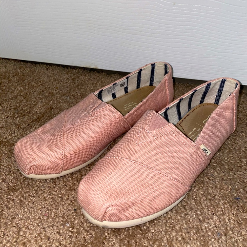 TOMS slip on light pink shoes